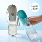Gray portable water bottle for dogs against a white background