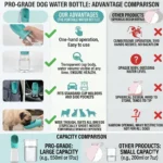 portable dog water bottle size and design view