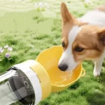 Dual Storage Pet Feeding Bottle with Water Bowl in Gray