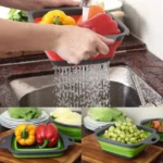 Silicone Folding Drainer Basket Portable Kitchen Strainer Fruit with its packaging